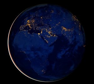 terra pianeta europa mappa cartina notte luci