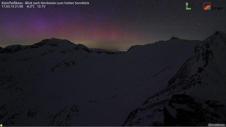Aurora boreale sulle Alpi vista dallo Schönblick