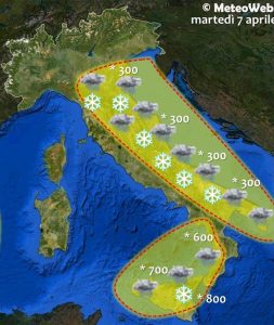 previsioni meteo martedì 7 aprile