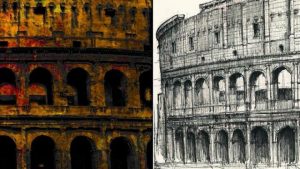Parti del Colosseo di Gianpaolo Conti e di Roberto Di Costanzo a confronto