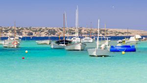 estany des peix in Formentera lake anchor boats Mediterranean Spain