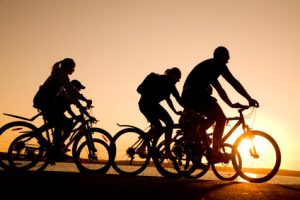 friends on bicycles