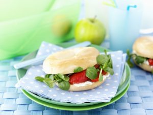 Cream cheese and bittercress bagls for lunch