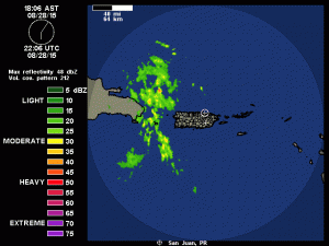 Le forti piogge associate al passaggio di "Erika" sulle coste orientali di Hispaniola