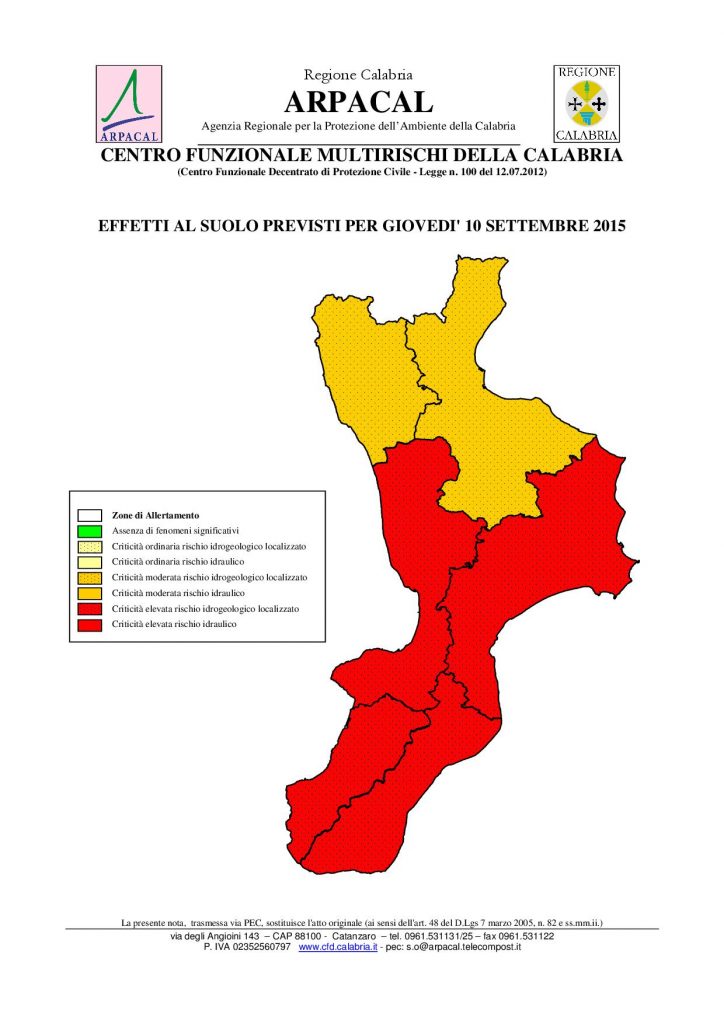 allerta meteo calabria