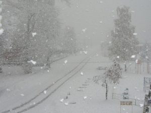 La forte nevicata che nel weekend ha colpito la città di Kolomna