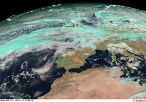 Si nota la nuvolosità puntiforme a nord della Scozia, segno dell'avanzata dell'aria fredda