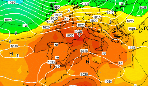 La mappa ad 850hPa dell'ultimo aggiornamento ECMWF per il 2 febbraio