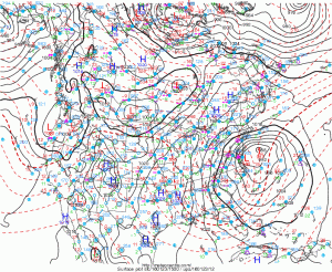 Il profondo minimo barico sceso sui 987 hpa davanti le coste del New England