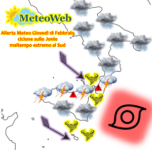 ALLERTA METEO GIOVEDI' 18 FEBBRAIO 2016 CICLONE AL SUD ITALIA