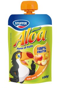 STUFFER ALOA PUREA DI FRUTTA_MELA-PESCA-BANANA-ALBICOCCA 100g
