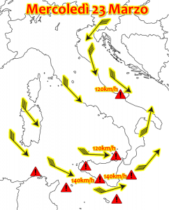 Allerta Meteo venti mercoledì 23 marzo 2016