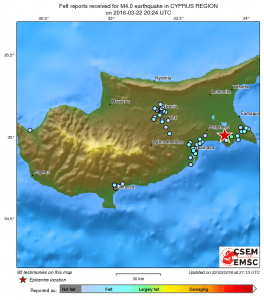 Terremoto M 4 Cipro