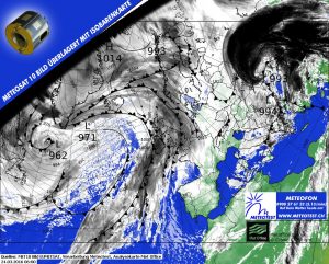 Si nota la vasta "Warm Conveyor Belt" che avanza verso l'Europa orientale