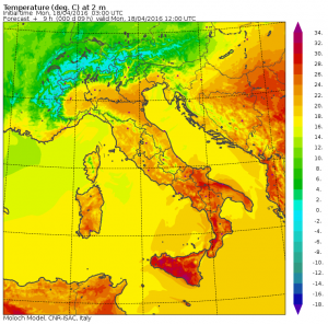 caldo italia oggi temperature