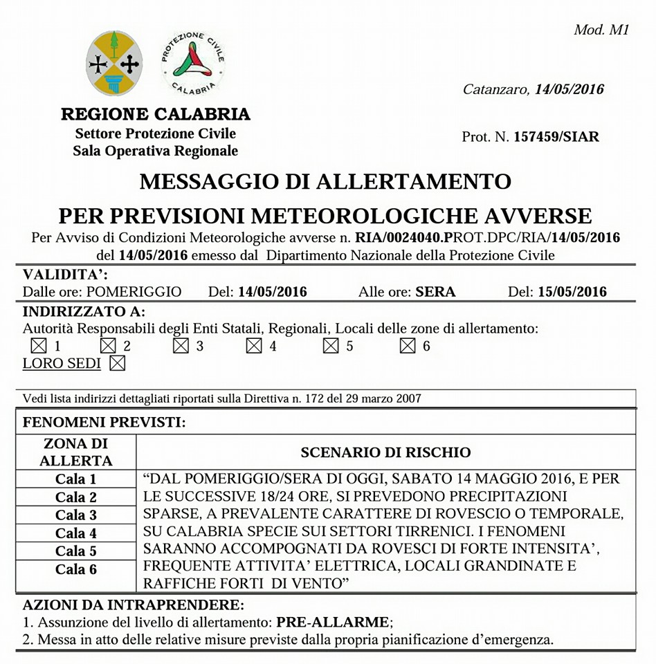 allerta meteo calabria