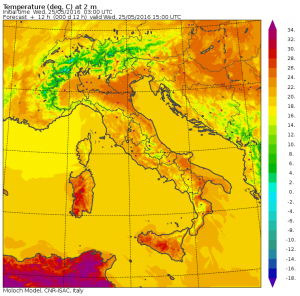 caldo mercoledì 25 maggio