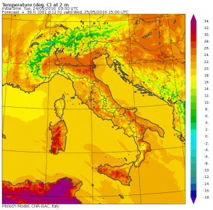 temperature massime mercoledì 25 maggio