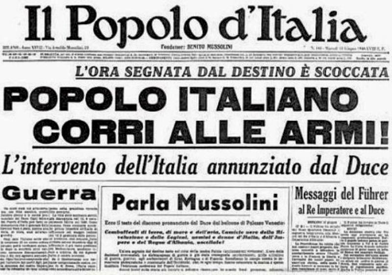 10 luglio 1940 Scesa dell'Italia in guerra