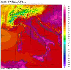 Meteo Italia: temperature massime mercoledì 13 luglio