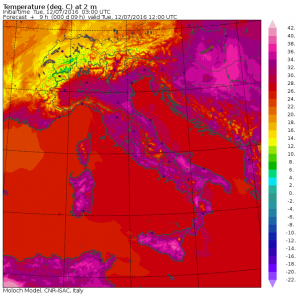 Meteo Italia: temperature massime martedì 12 luglio