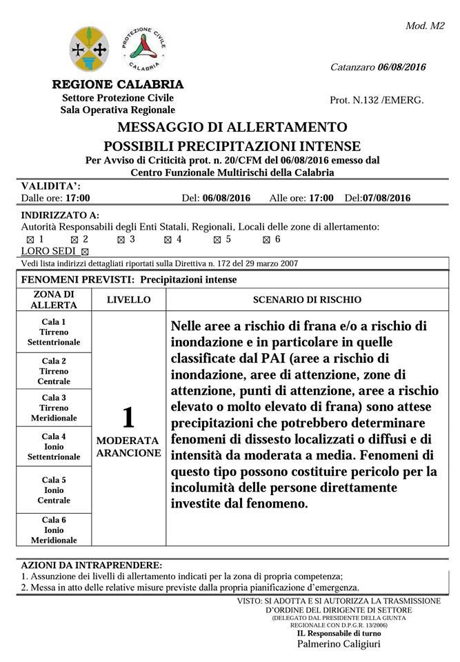allerta meteo calabria