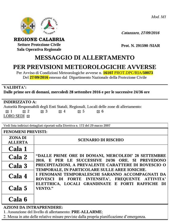 allerta meteo calabria