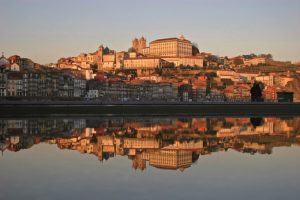 A Reflex of the city of Porto near the sunset