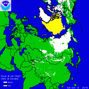 L'estensione dell'innevamento sul territorio siberiano (credit NOAA)