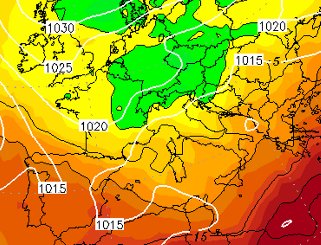 Le temperature ad 850hPa sull'Italia la mattina di Martedì 11 Ottobre secondo il modello GFS