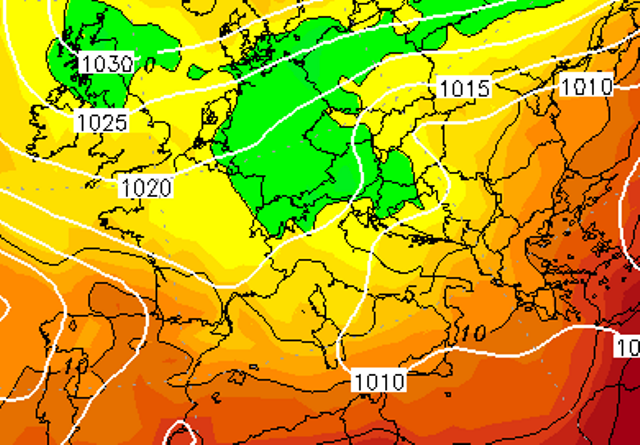 Le temperature ad 850hPa sull'Italia nella notte tra Martedì 11 e Mercoledì 12 secondo il modello GFS