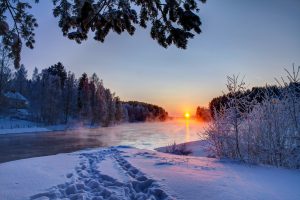 Winter Sun Sunrise Sunset Lake Time Wtar Nature Splendor Snow Snowy Landscape Best Wallpapers