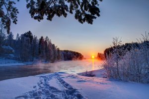 Winter Sun Sunrise Sunset Lake Time Wtar Nature Splendor Snow Snowy Landscape Best Wallpapers