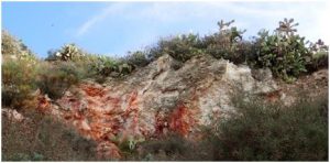 Foto 4. Vene metriche in area idrotermale, Lipari, area Cava del Caolino