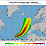Uragano Ophelia, un mostro da record verso l’Europa: il landfall Lunedì 16 Ottobre in Irlanda, allarme massimo sulle isole Britanniche