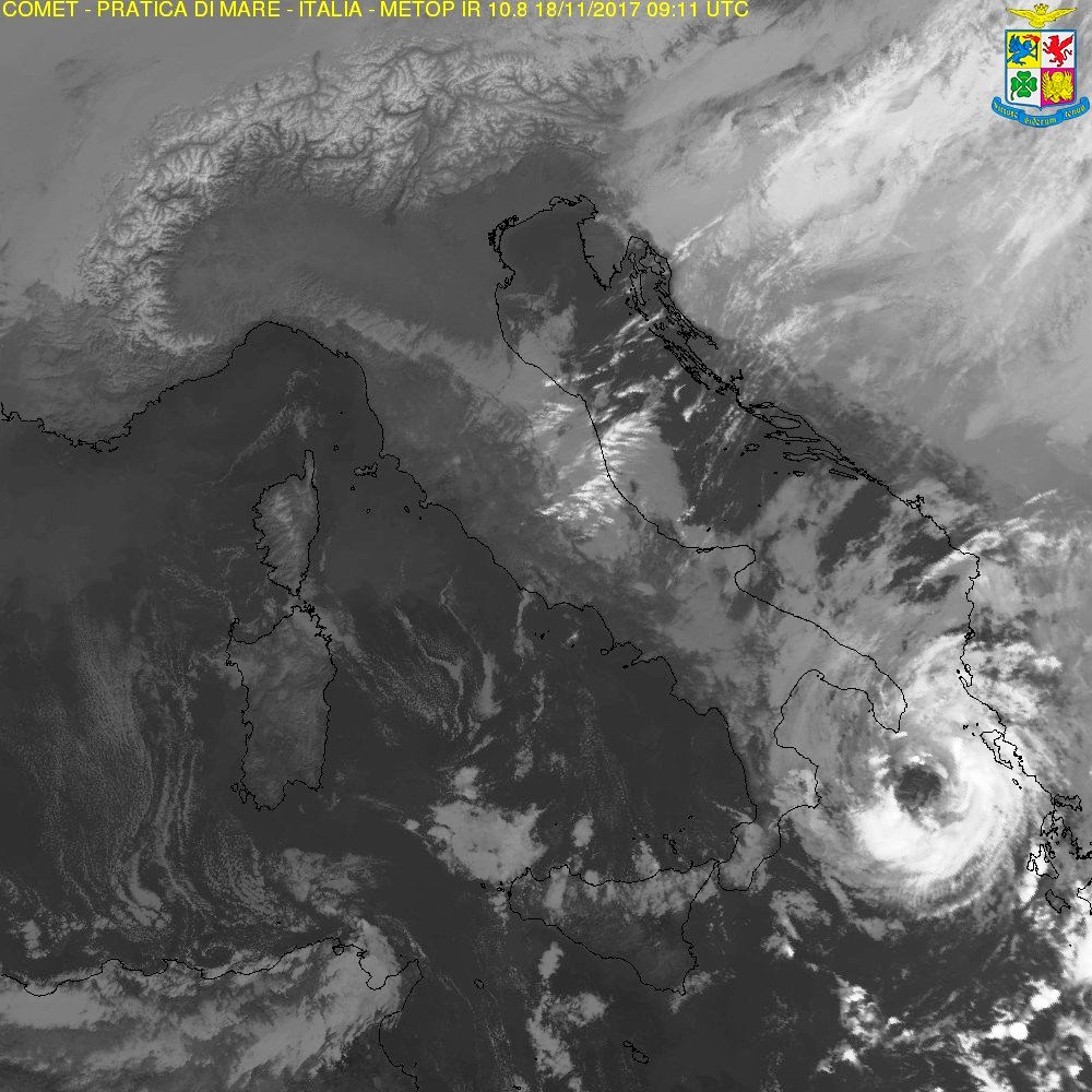 Uragano Mediterraneo Numa mar Ionio