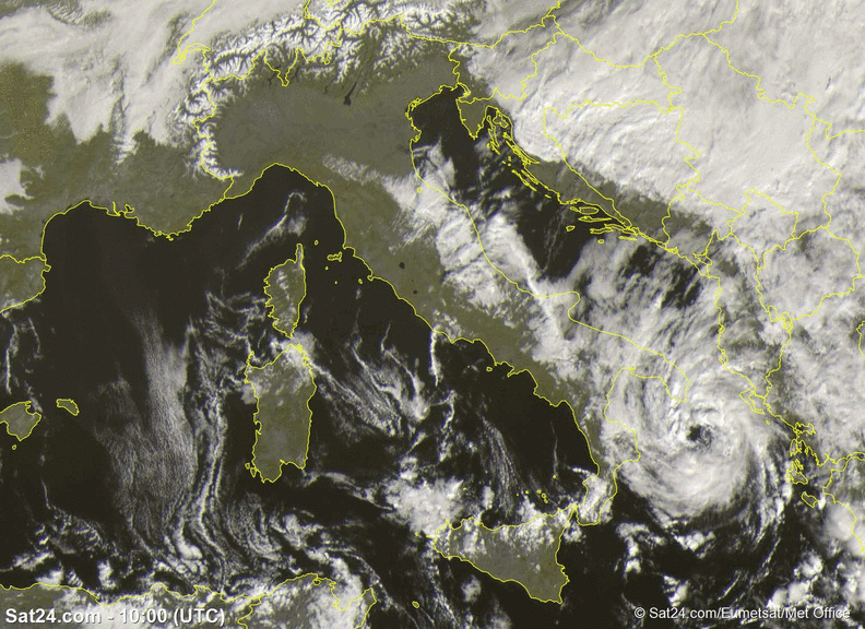 Uragano Mediterraneo Numa mar Ionio