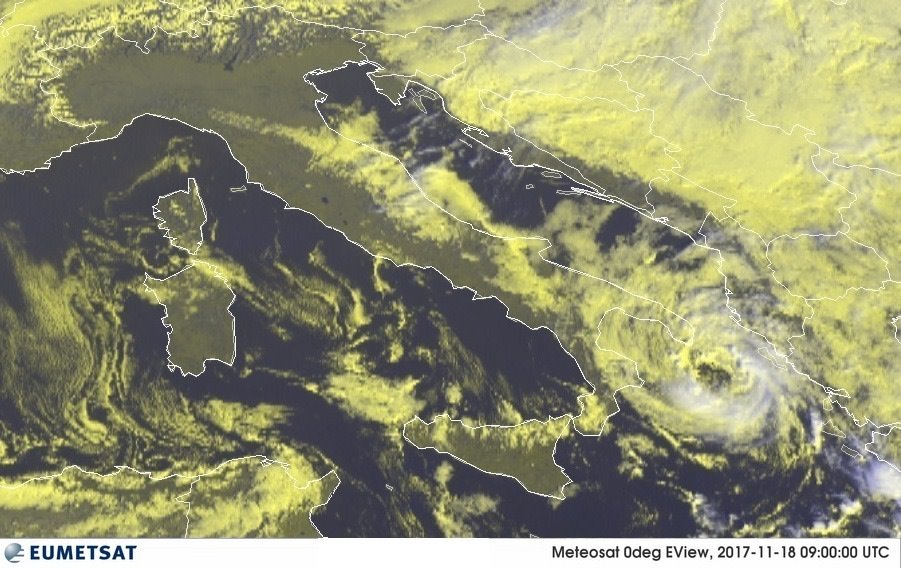 Uragano Mediterraneo Numa mar Ionio
