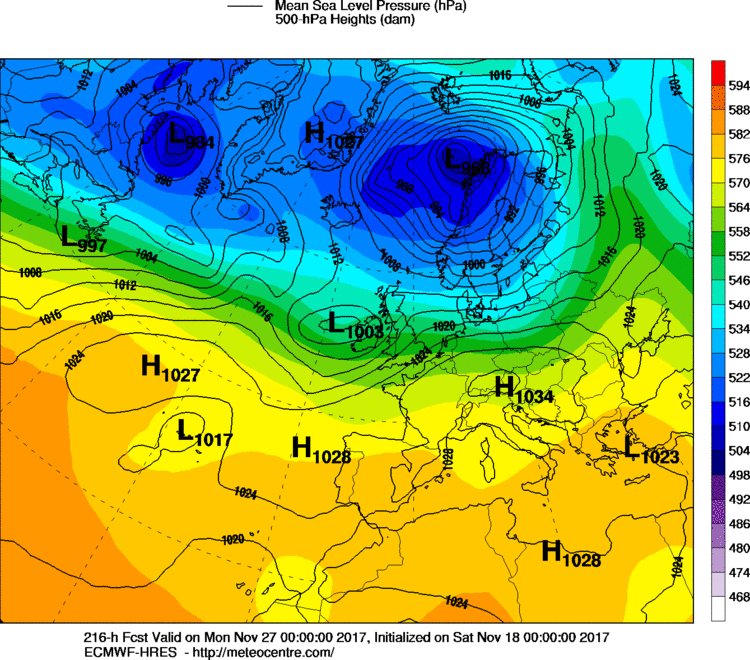 Previsioni Meteo Novembre Italia Anticiclone mappe modello ecmwf