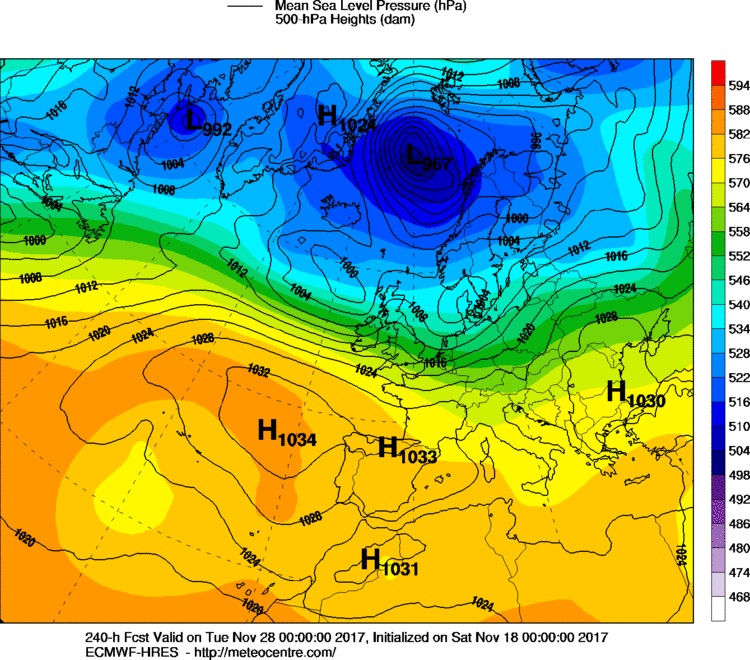 Previsioni Meteo Novembre Italia Anticiclone mappe modello ecmwf