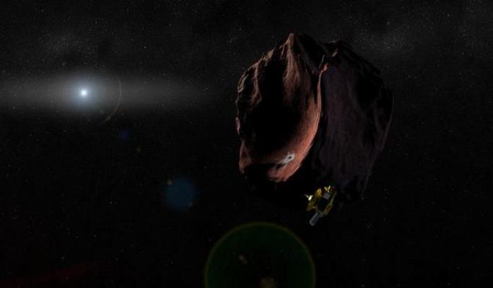 Rappresentazione artistica dell'incontro tra New Horizons e Mu69
