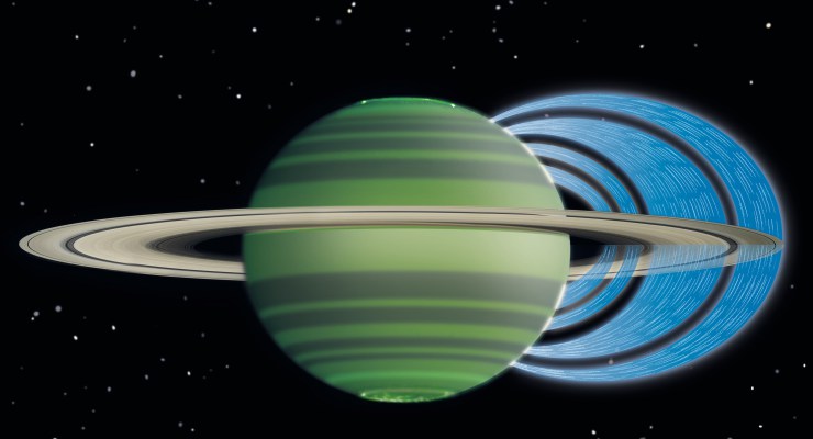 pioggia dagli anelli di Saturno