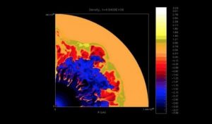Simulazione della bolla stellare, possibile culla del nostro sistema planetario