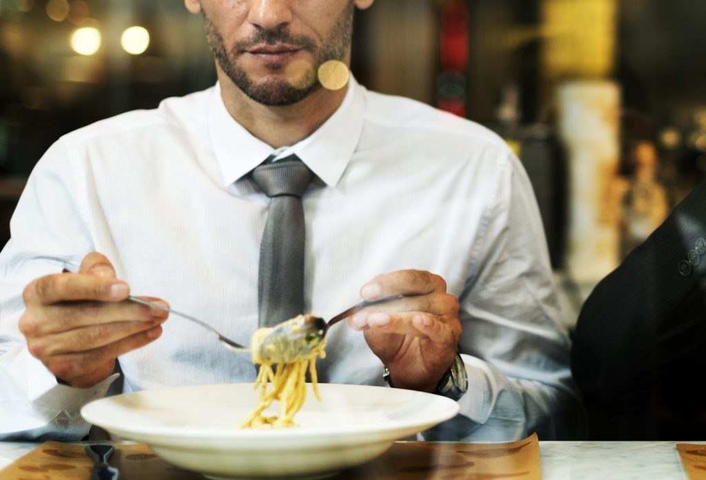 Businessman having lunch