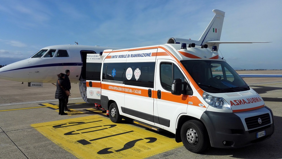 aeronautica trasporto urgenza IPV, arrivo a Cagliari