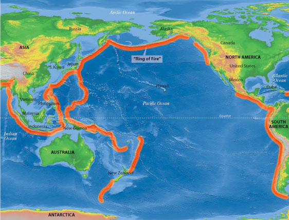 anello di fuoco oceano Pacifico