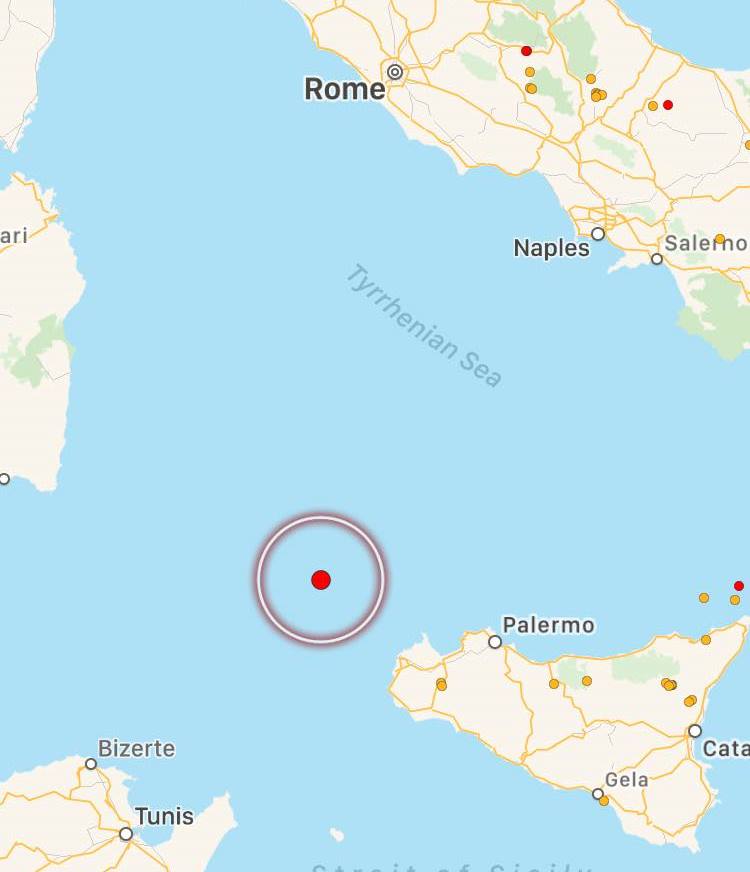 terremoto Tirreno Sicilia