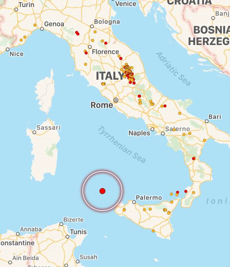 terremoto Tirreno Sicilia