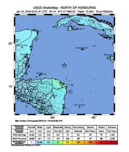 terremoto honduras mar dei caraibi