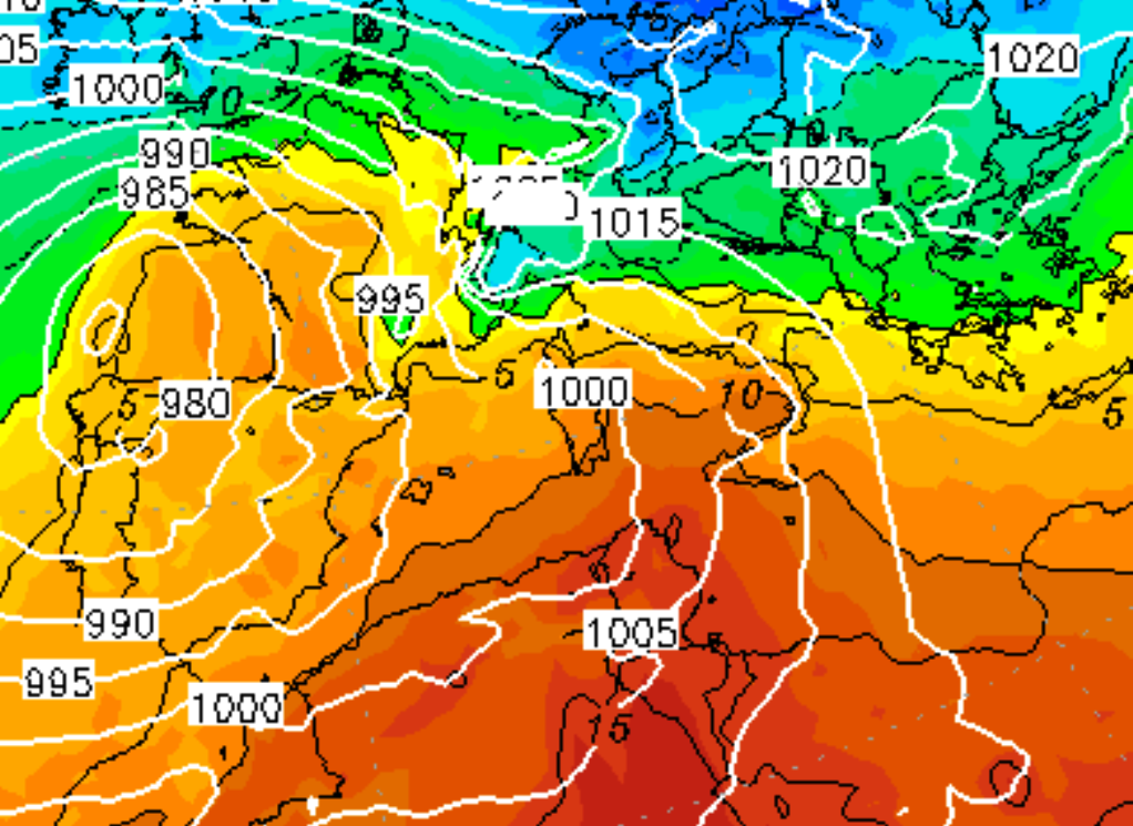 Allerta Meteo Giovedì 1 Marzo mappa 850hPa